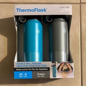 ThermoFlask 2-Pack Blue and Gray Insulated Water Bottles